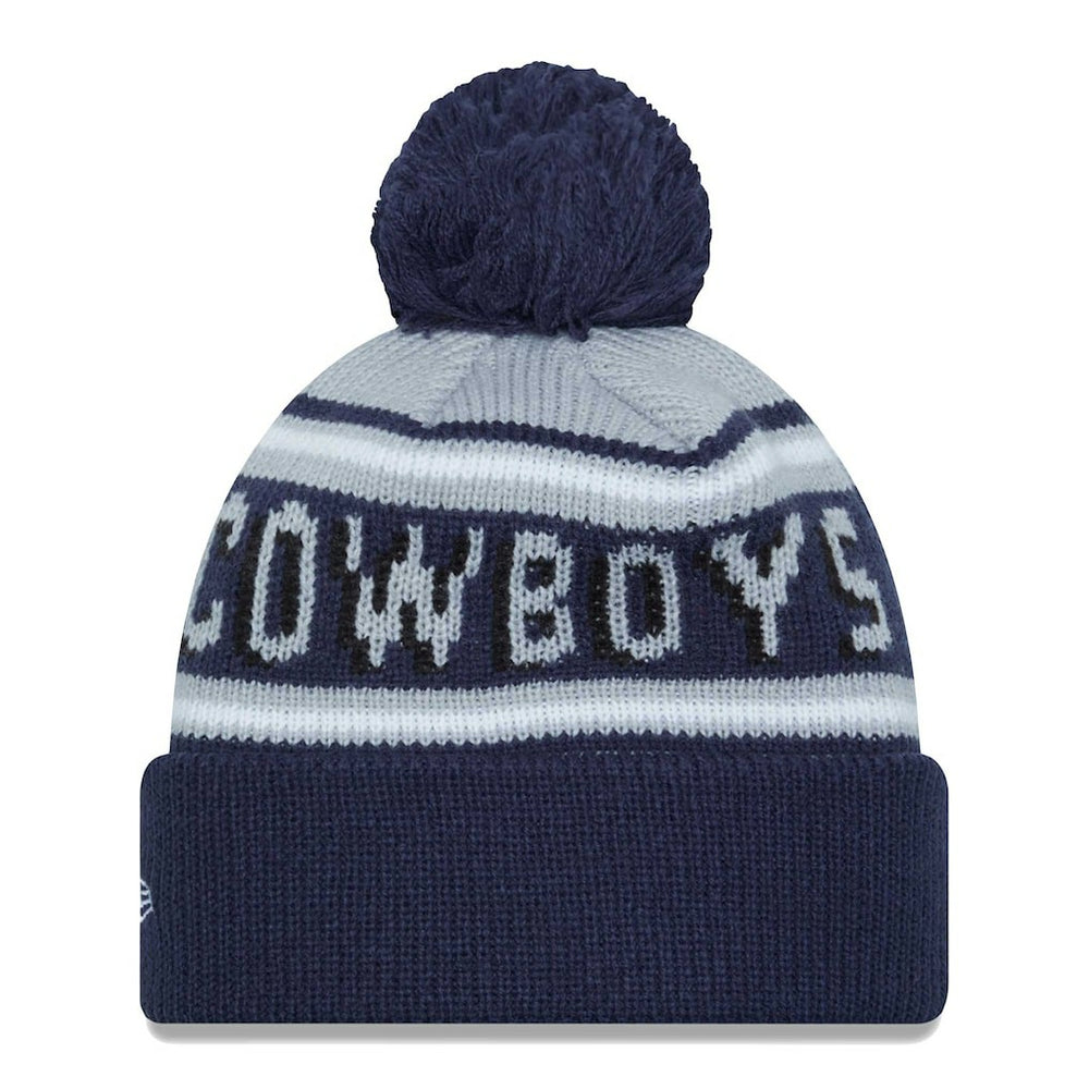 Dallas Cowboys New Era Youth Gridiron Classics Main Cuffed Knit Hat with Pom Gray/Navy