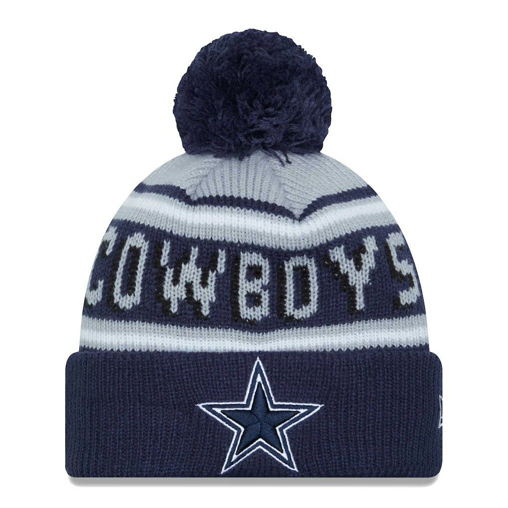 Dallas Cowboys New Era Youth Main Cuffed Knit Hat with Pom Gray/Navy
