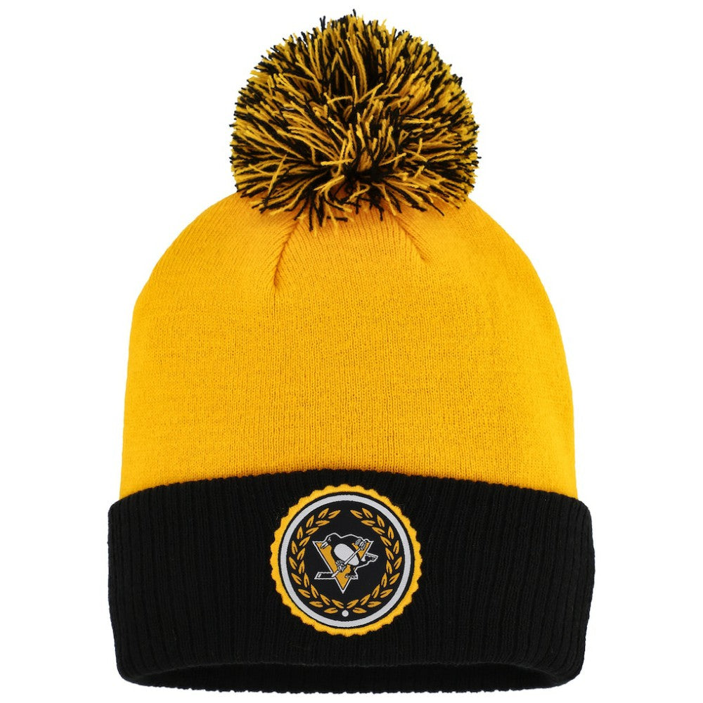 Pittsburgh Penguins adidas Women's Laurel Cuffed Knit Hat with Pom - Gold - NHL 200012414
