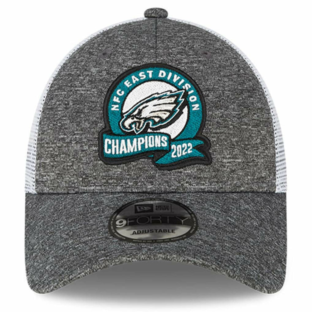 Philadelphia Eagles New Era 2022 NFC East Division Champions Locker Room 9FORTY Adjustable Hat Heather Gray