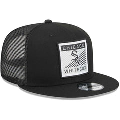 Chicago White Sox New Era Scratch Squared Trucker 9FIFTY Snapback Hat - Black - New Era Discount