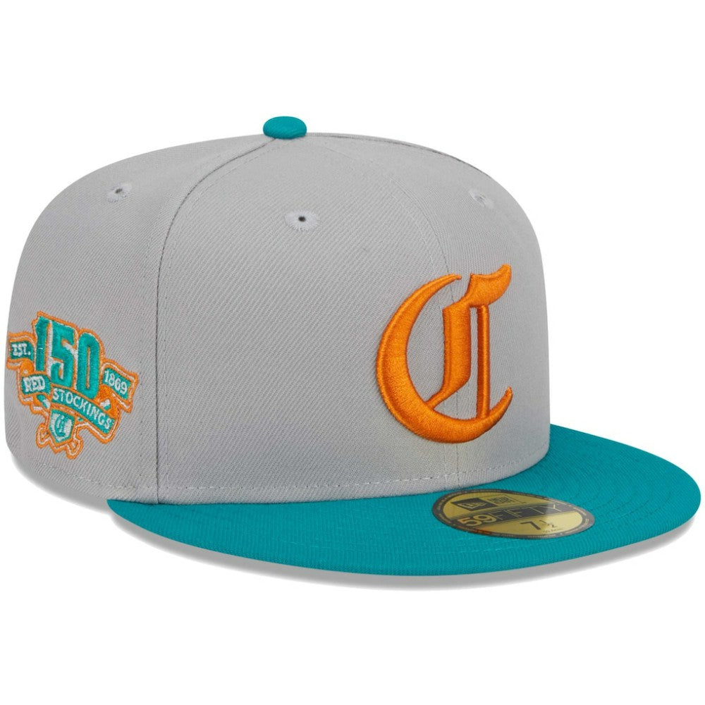 Cincinnati Reds New Era  59FIFTY Fitted Hat - Gray/Teal - New Era on Sale