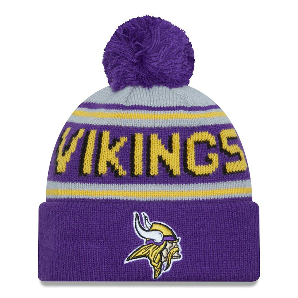 Minnesota Vikings New Era Main Cuffed Knit Hat with Pom Purple