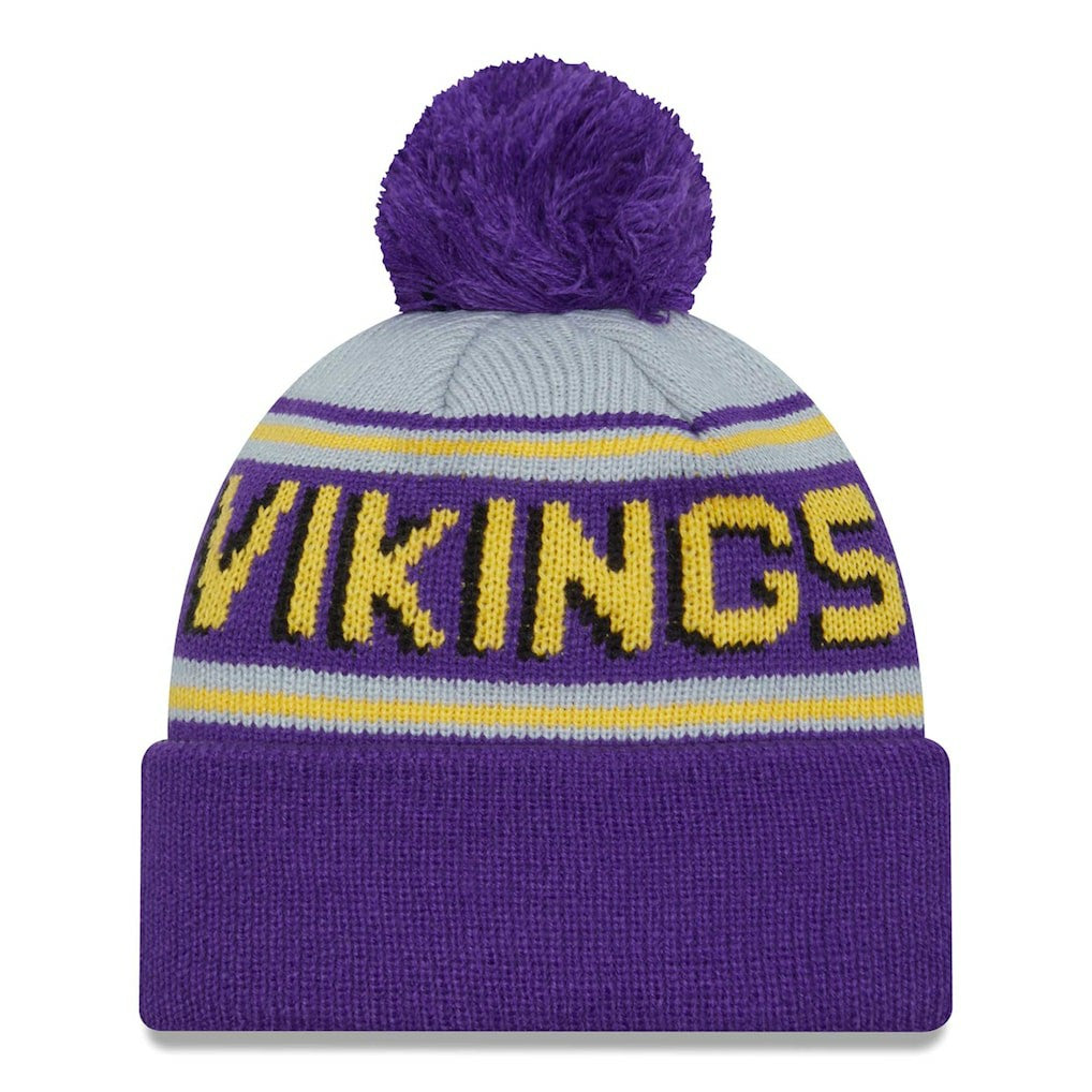 Minnesota Vikings New Era Main Cuffed Knit Hat with Pom Purple