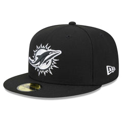 Miami Dolphins New Era Main Patch 59FIFTY Fitted Hat Black