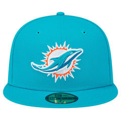 Miami Dolphins New Era Main Patch 59FIFTY Fitted Hat Aqua