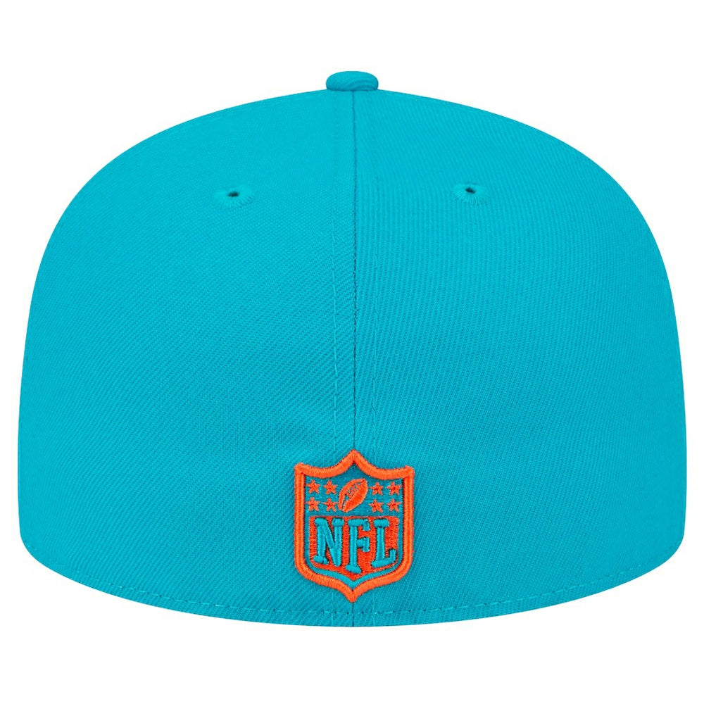 Miami Dolphins New Era Main Patch 59FIFTY Fitted Hat Aqua