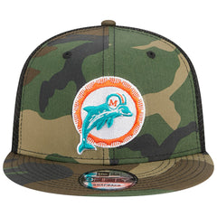 Miami Dolphins New Era Throwback Main Trucker 9FIFTY Snapback Hat Camo