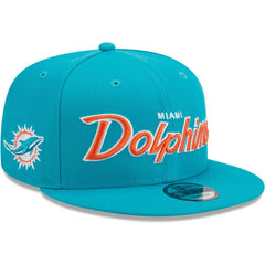 Miami Dolphins New Era Main Script 9FIFTY Snapback Hat Aqua