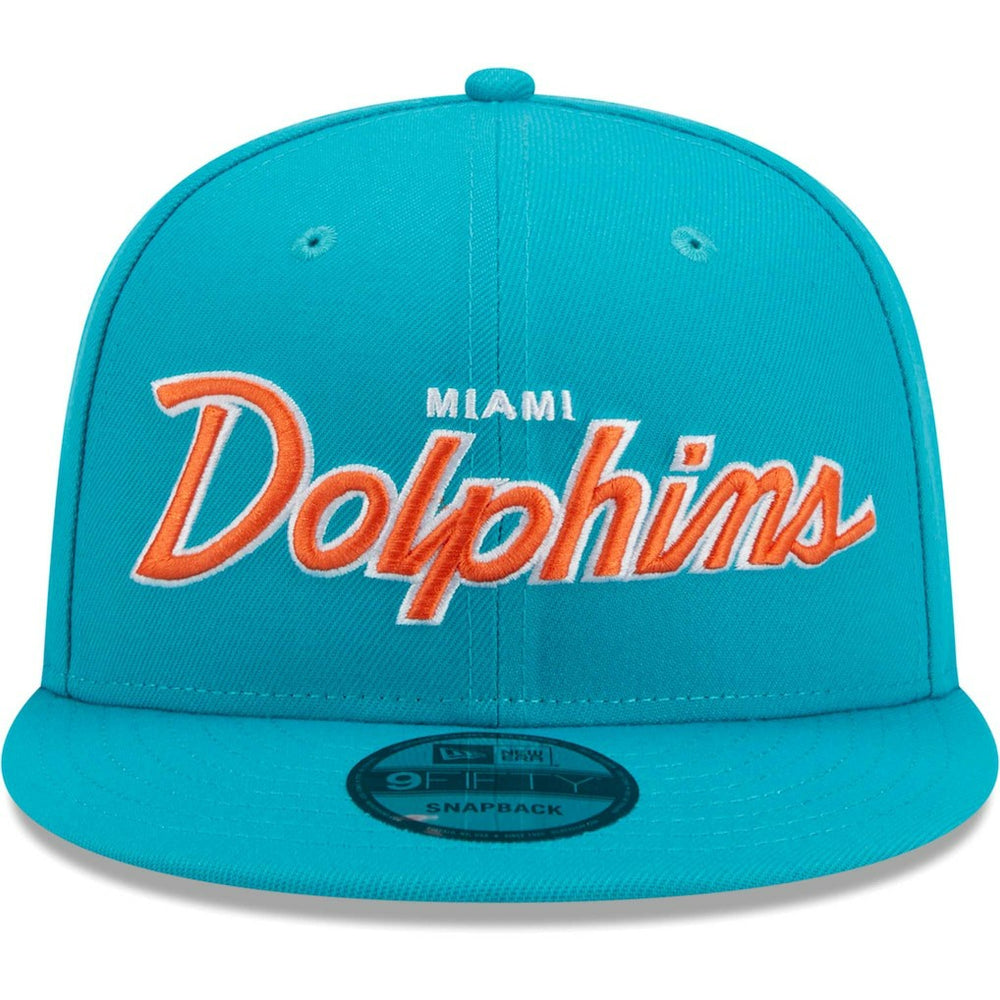 Miami Dolphins New Era Main Script 9FIFTY Snapback Hat Aqua