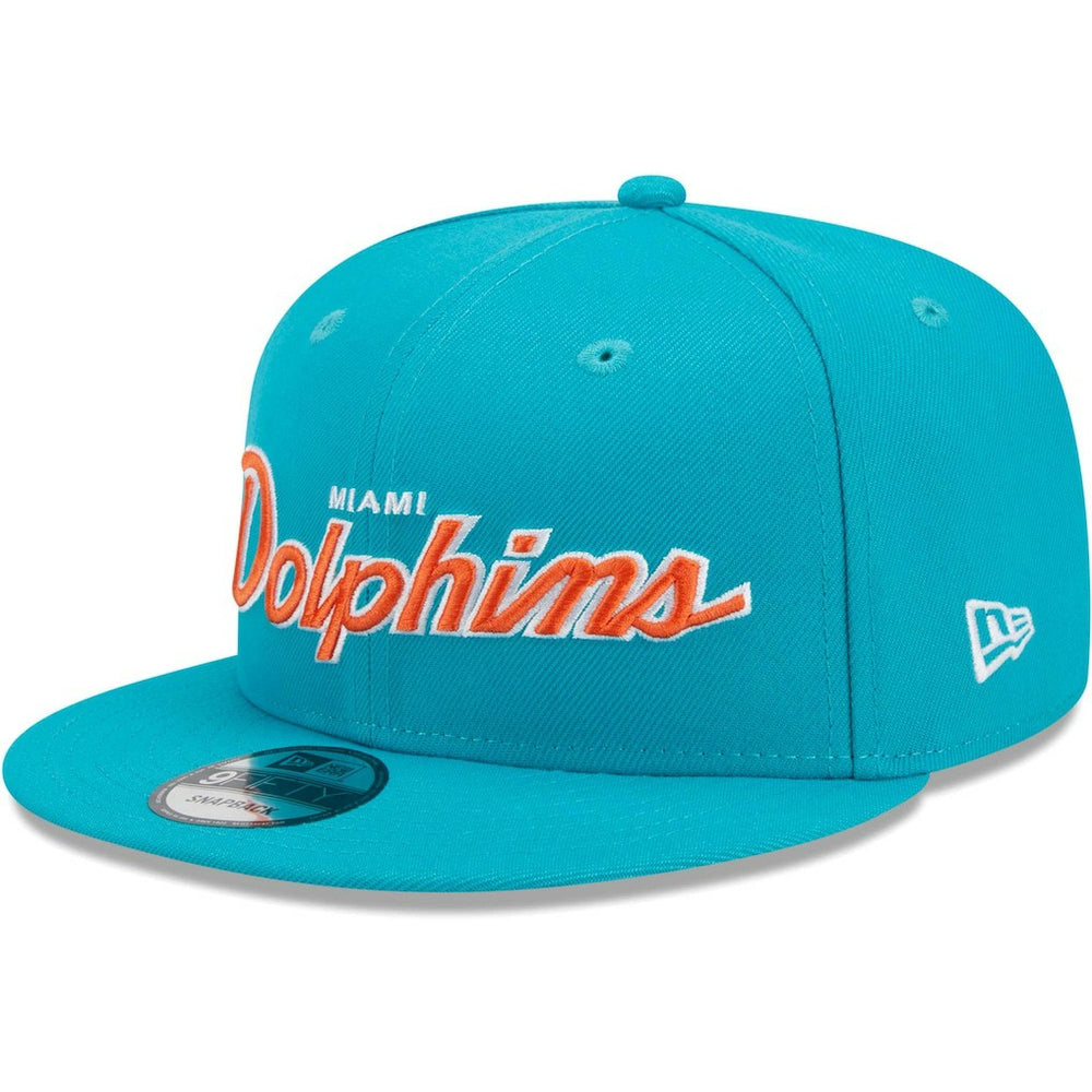 Miami Dolphins New Era Main Script 9FIFTY Snapback Hat Aqua