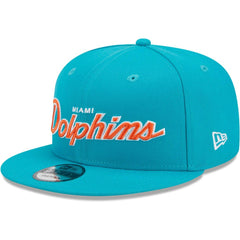 Miami Dolphins New Era Main Script 9FIFTY Snapback Hat Aqua
