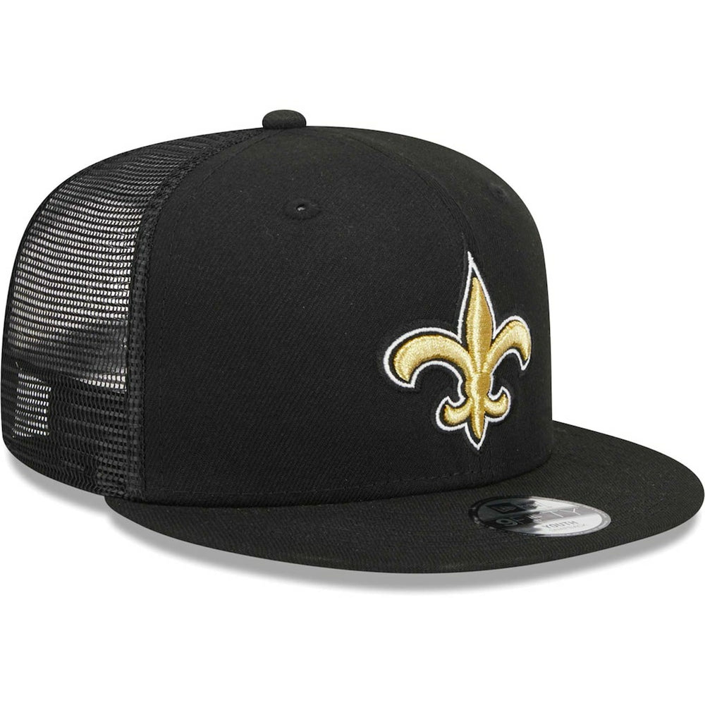 New Orleans Saints New Era Youth Main Trucker 9FIFTY Snapback Hat Black