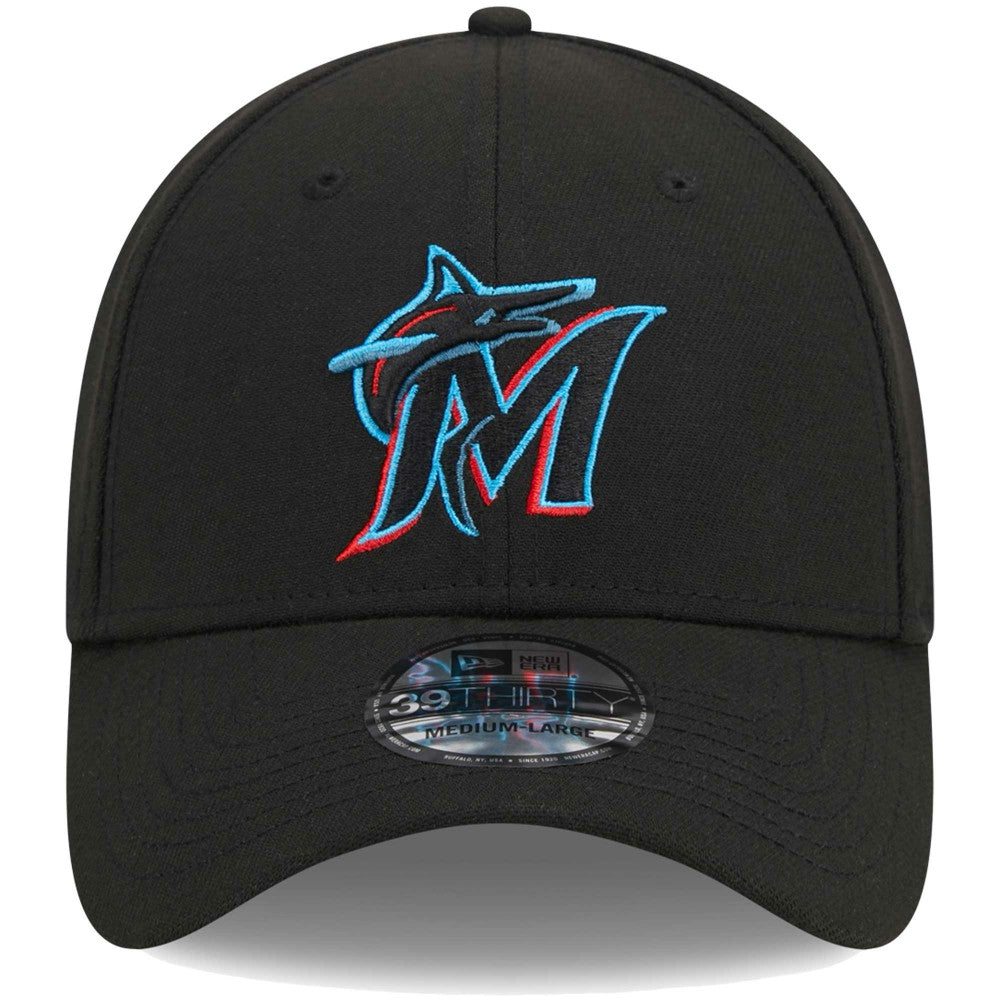Miami Marlins New Era Logo 39THIRTY Flex Hat - Black - New Era Discount