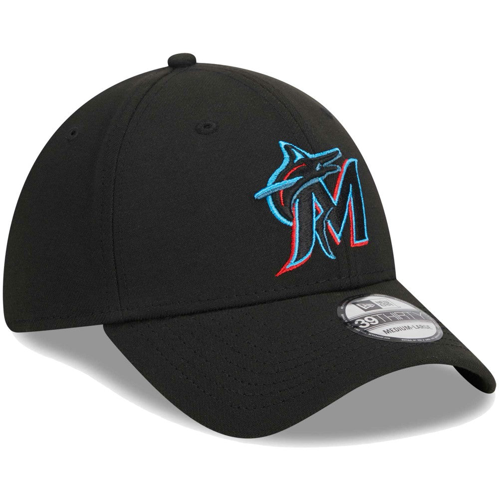 Miami Marlins New Era Logo 39THIRTY Flex Hat - Black - New Era Discount