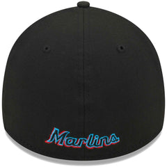 Miami Marlins New Era Logo 39THIRTY Flex Hat - Black - New Era Discount