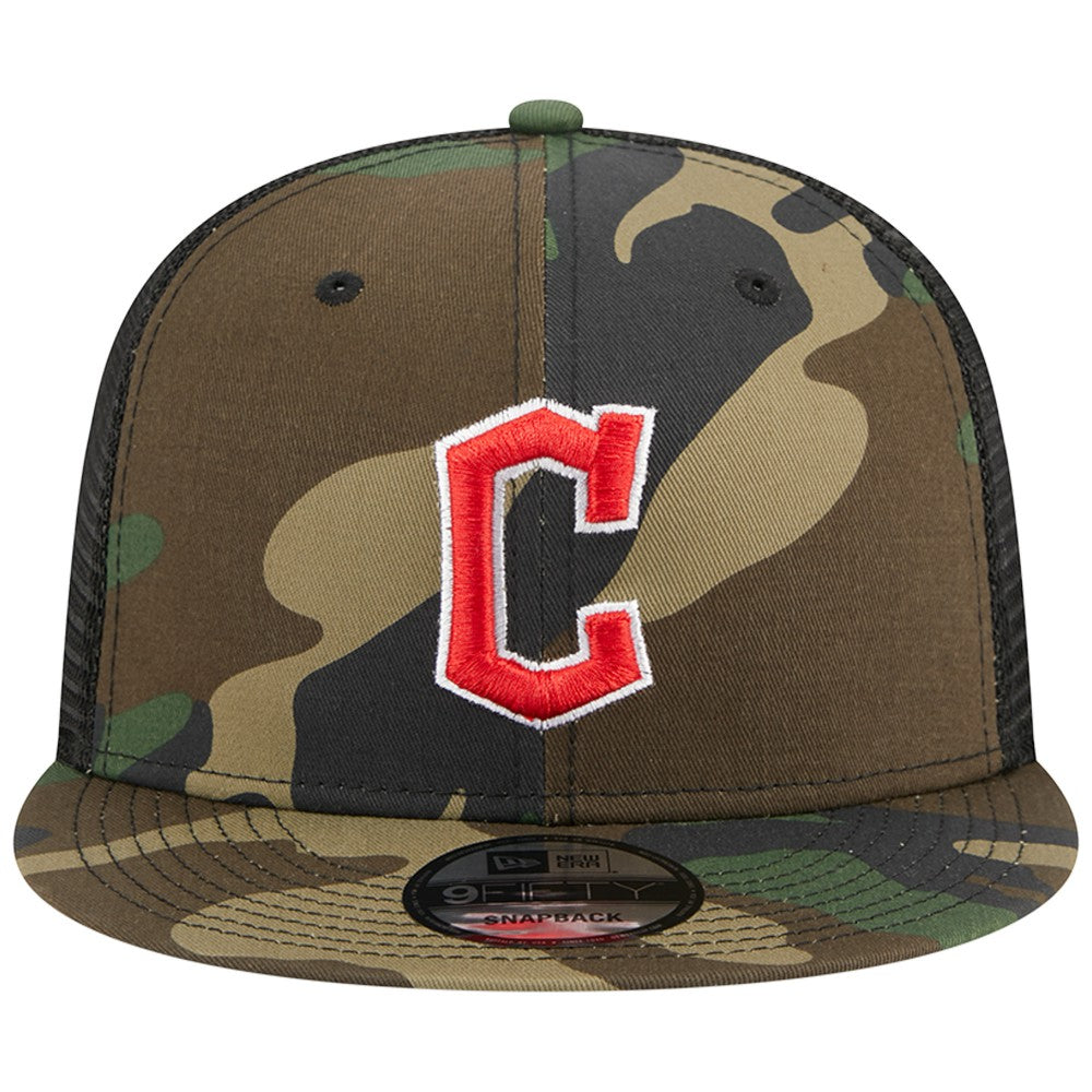 Cleveland Guardians New Era Woodland Camo Trucker 9FIFTY Snapback Hat - Camo - New Era on Sale
