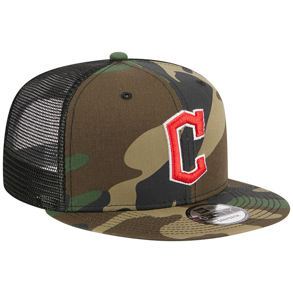 Cleveland Guardians New Era Woodland Camo Trucker 9FIFTY Snapback Hat - Camo - New Era on Sale