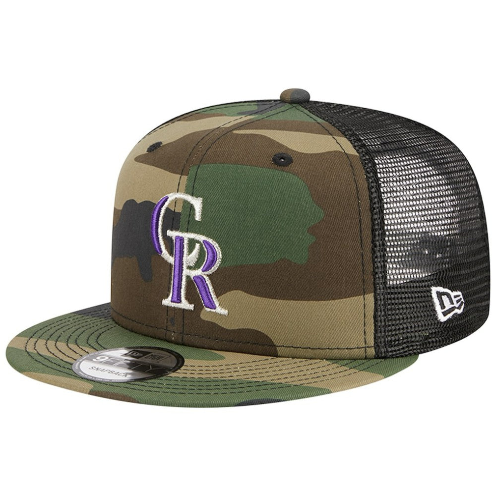 Colorado Rockies New Era Woodland Camo Trucker 9FIFTY Snapback Hat - Camo - New Era Sale