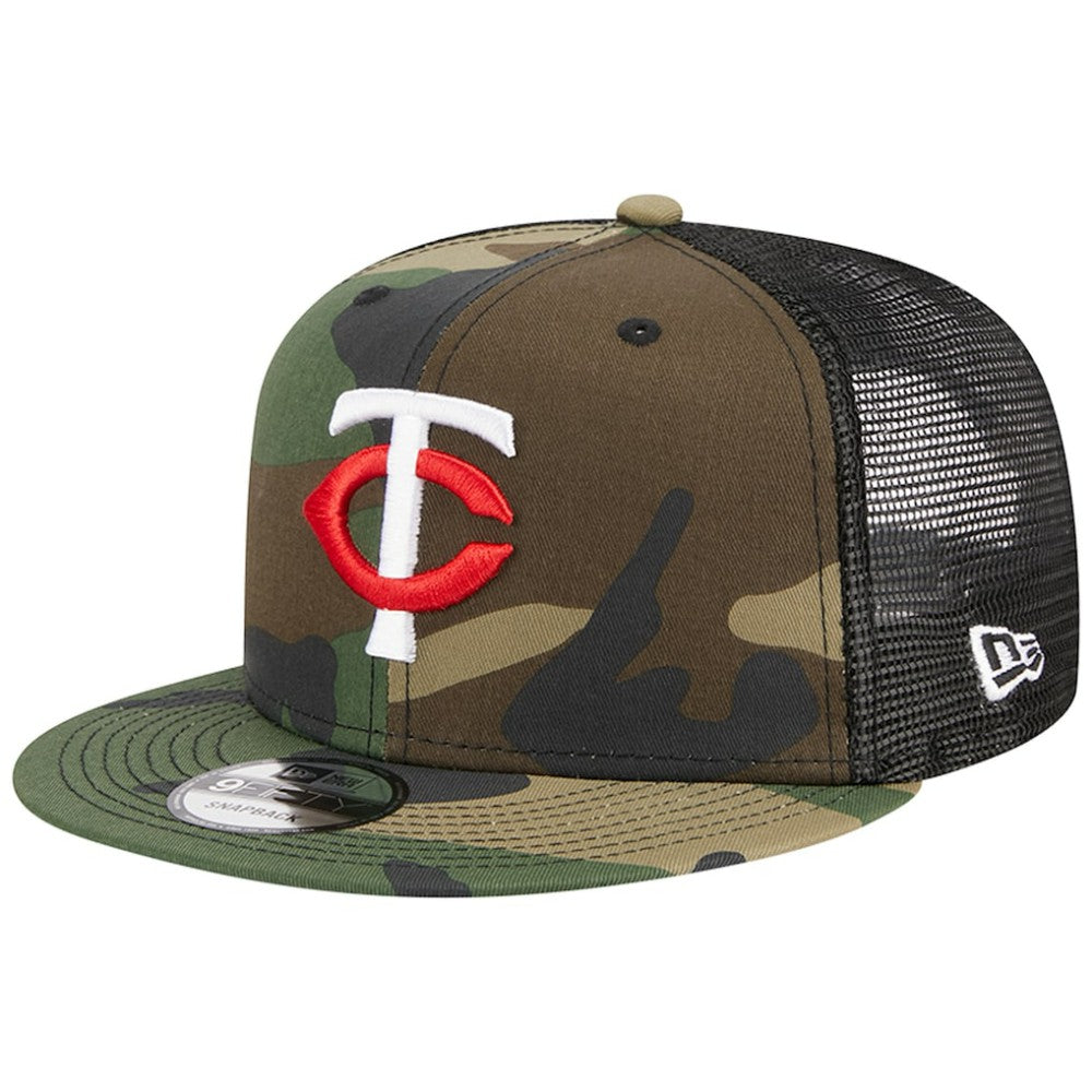 Minnesota Twins New Era Woodland Camo Trucker 9FIFTY Snapback Hat - Camo - New Era Lifestyle