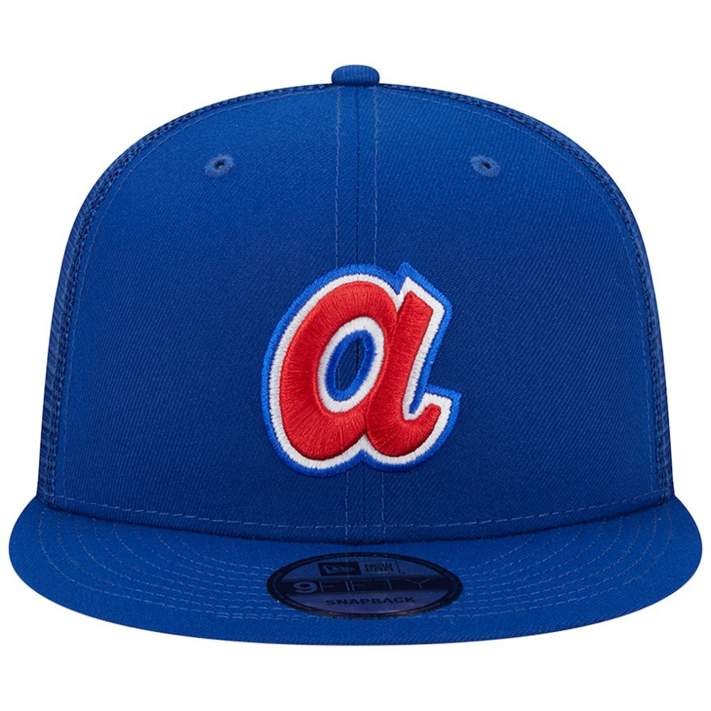 Atlanta Braves New Era Cooperstown Collection Team Color Trucker 9FIFTY Snapback Hat - Royal - New Era Lifestyle