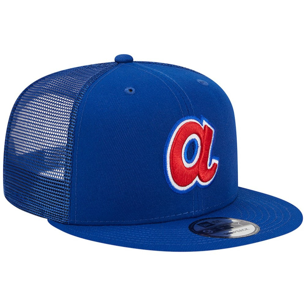 Atlanta Braves New Era Cooperstown Collection Team Color Trucker 9FIFTY Snapback Hat - Royal - New Era Lifestyle