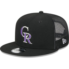 Colorado Rockies New Era Team Color Trucker 9FIFTY Snapback Hat - Black - New Era Discount