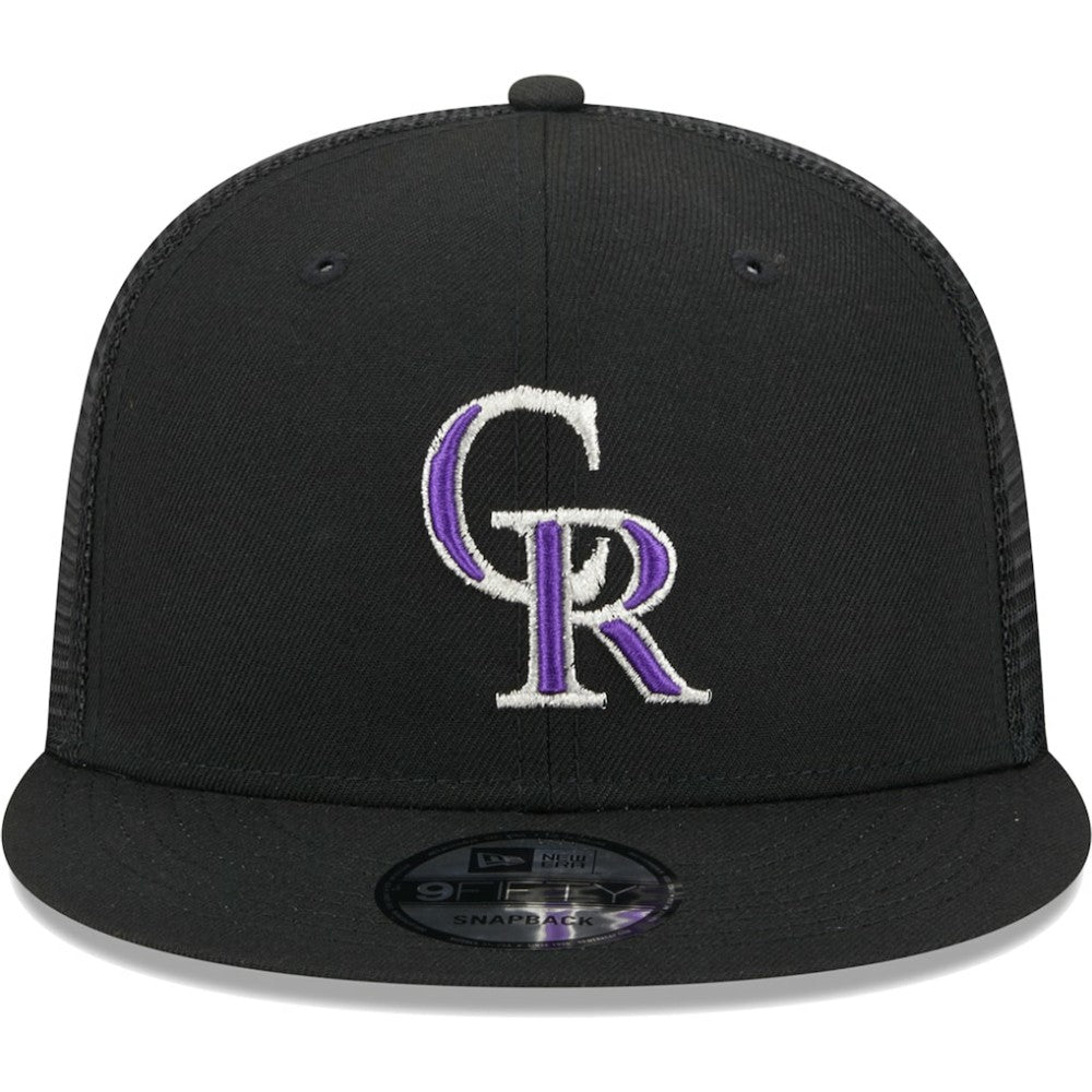 Colorado Rockies New Era Team Color Trucker 9FIFTY Snapback Hat - Black - New Era Discount