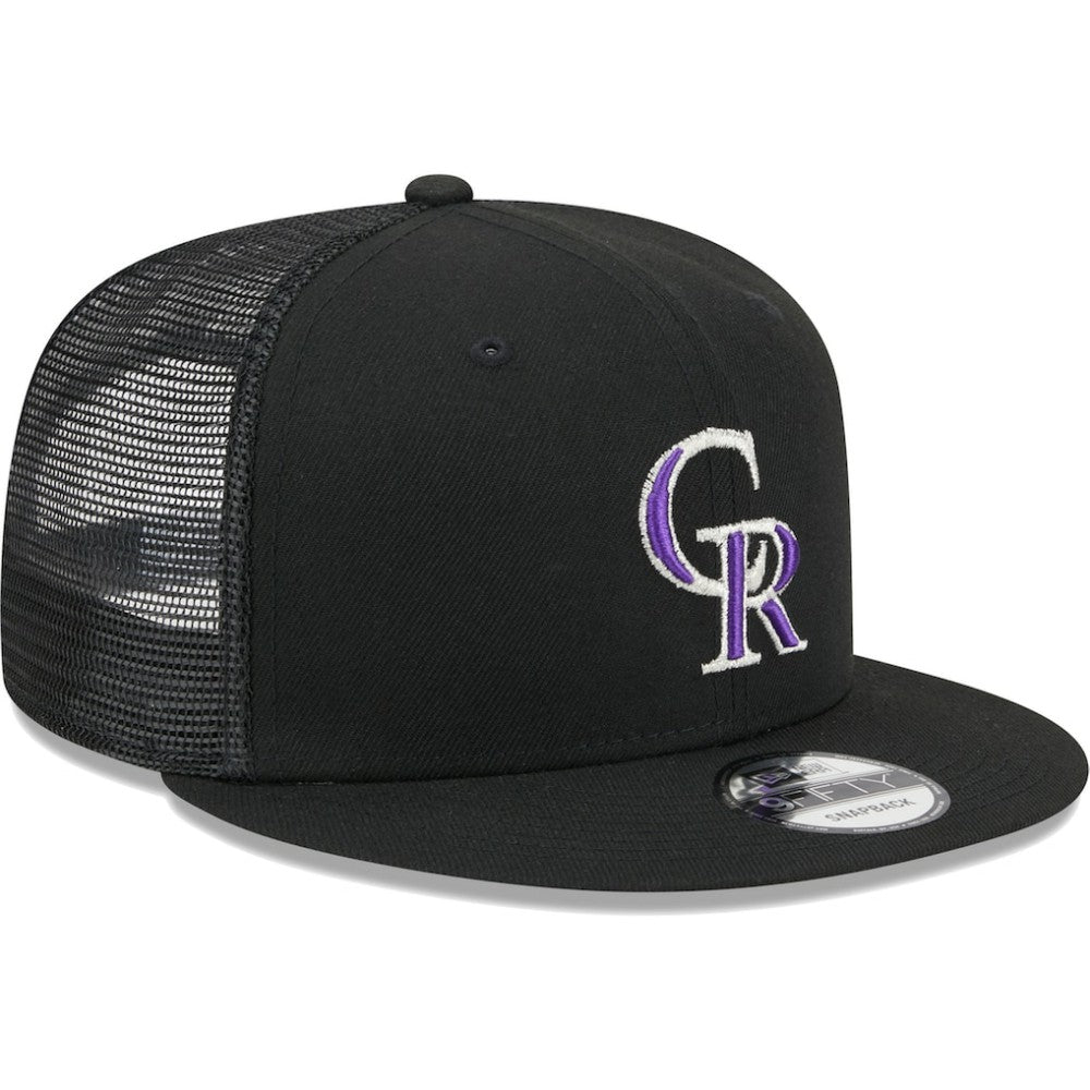 Colorado Rockies New Era Team Color Trucker 9FIFTY Snapback Hat - Black - New Era Discount