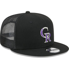 Colorado Rockies New Era Team Color Trucker 9FIFTY Snapback Hat - Black - New Era Discount