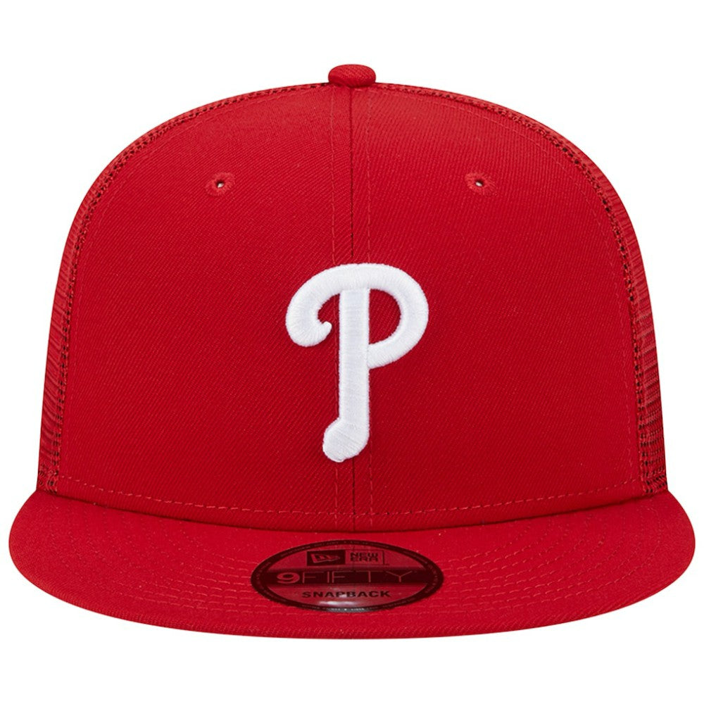 Philadelphia Phillies New Era Team Color Trucker 9FIFTY Snapback Hat - Red - New Era on Sale