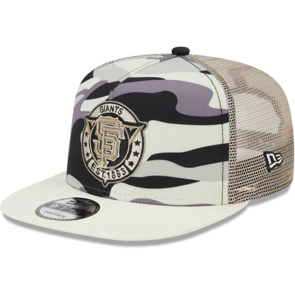 San Francisco Giants New Era Chrome Camo A-Frame 9FIFTY Trucker Snapback Hat - White - New Era on Sale