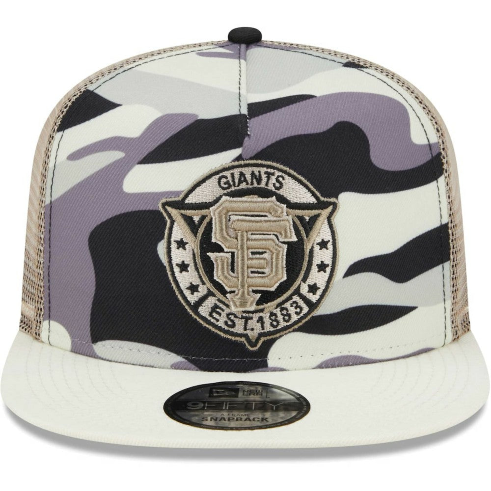San Francisco Giants New Era Chrome Camo A-Frame 9FIFTY Trucker Snapback Hat - White - New Era on Sale
