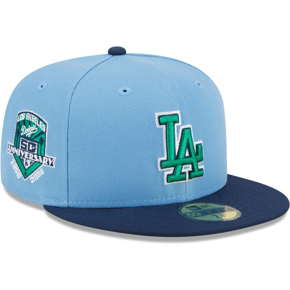 Los Angeles Dodgers New Era Green Undervisor 59FIFTY Fitted Hat - Light Blue/Navy - New Era Sale