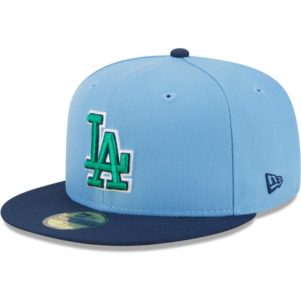 Los Angeles Dodgers New Era Green Undervisor 59FIFTY Fitted Hat - Light Blue/Navy - New Era Sale