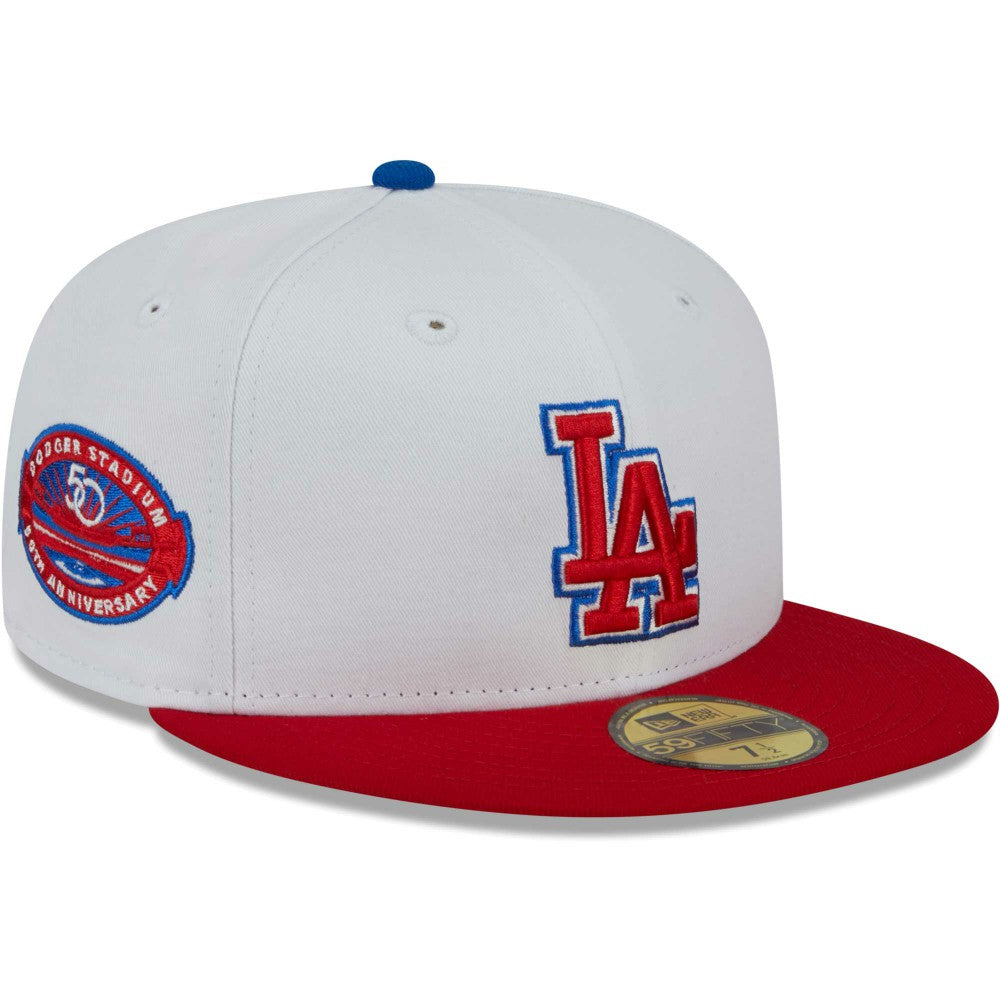 Los Angeles Dodgers New Era Undervisor 59FIFTY Fitted Hat - White/Red - New Era Sale