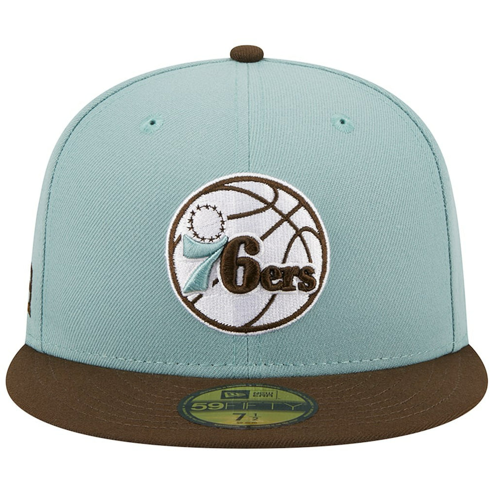 Philadelphia 76ers Two-Tone 59FIFTY Fitted Hat Light Blue/Brown | New Era Near Me