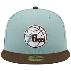 Philadelphia 76ers Two-Tone 59FIFTY Fitted Hat Light Blue/Brown | New Era Near Me