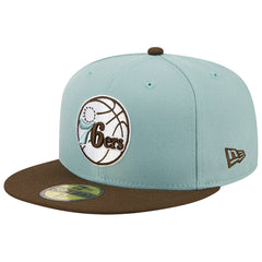 Philadelphia 76ers Two-Tone 59FIFTY Fitted Hat Light Blue/Brown | New Era Near Me