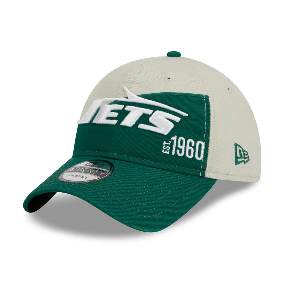 New York Jets New Era 2023 Sideline Historic 9TWENTY Adjustable Hat Cream/Green