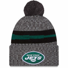 New York Jets New Era 2023 Sideline Sport Cuffed Pom Knit Hat Gray