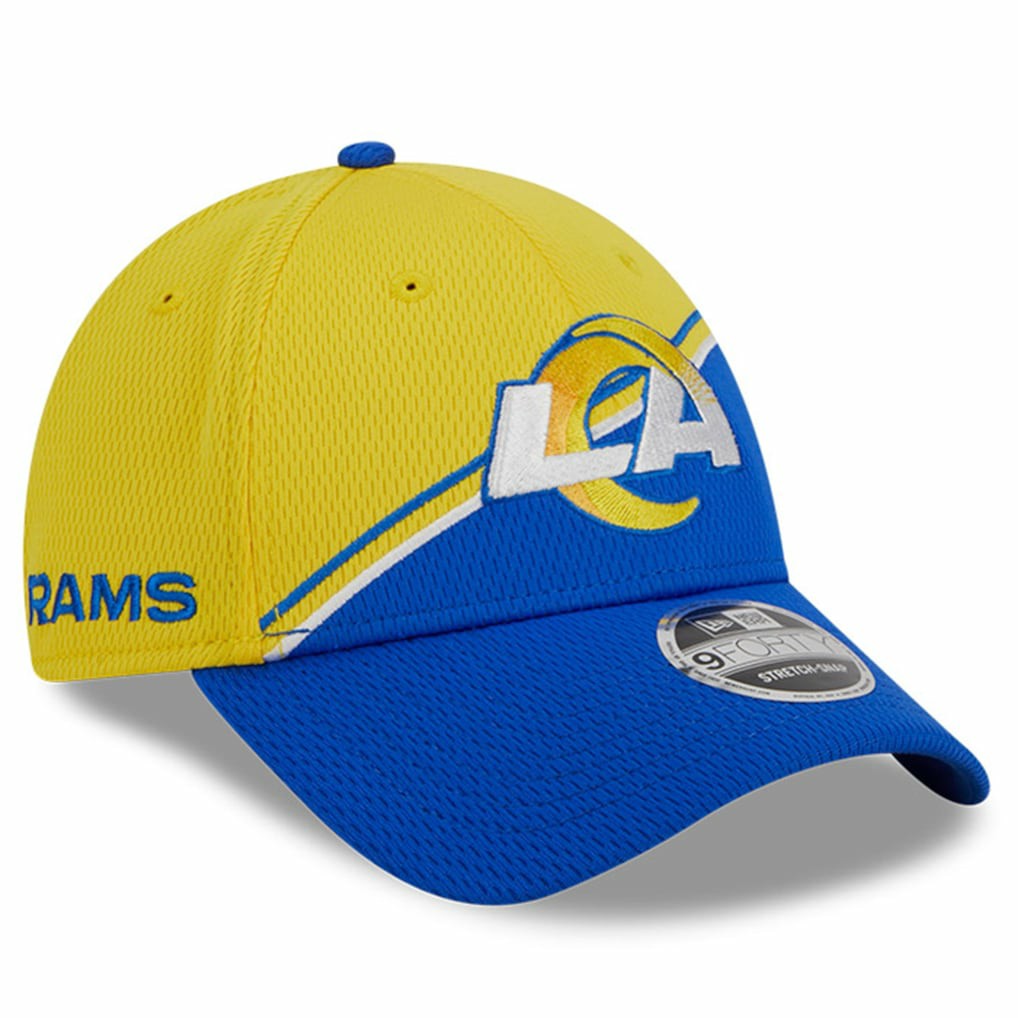 Los Angeles Rams New Era 2023 Sideline 9FORTY Adjustable Hat Gold/Royal