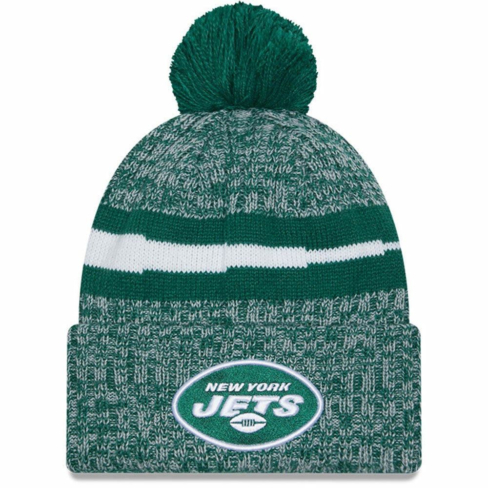 New York Jets New Era 2023 Sideline Cuffed Knit Hat With Pom Green