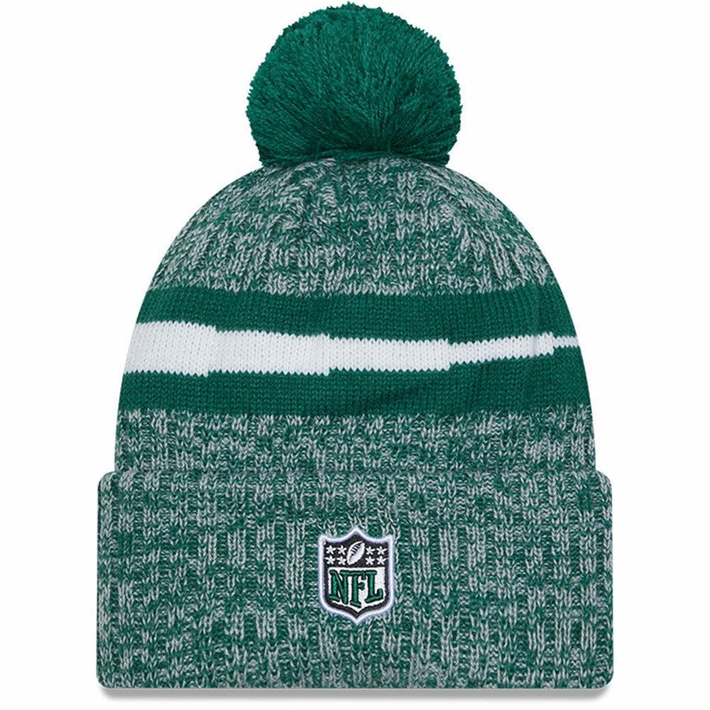 New York Jets New Era 2023 Sideline Cuffed Knit Hat With Pom Green