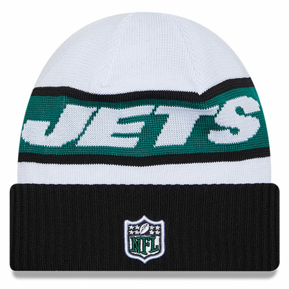 New York Jets New Era 2023 Sideline Tech Cuffed Knit Hat White/Black