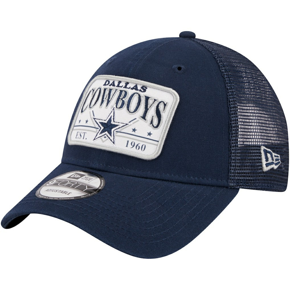 Dallas Cowboys New Era Plate 9FORTY Trucker Adjustable Hat Navy