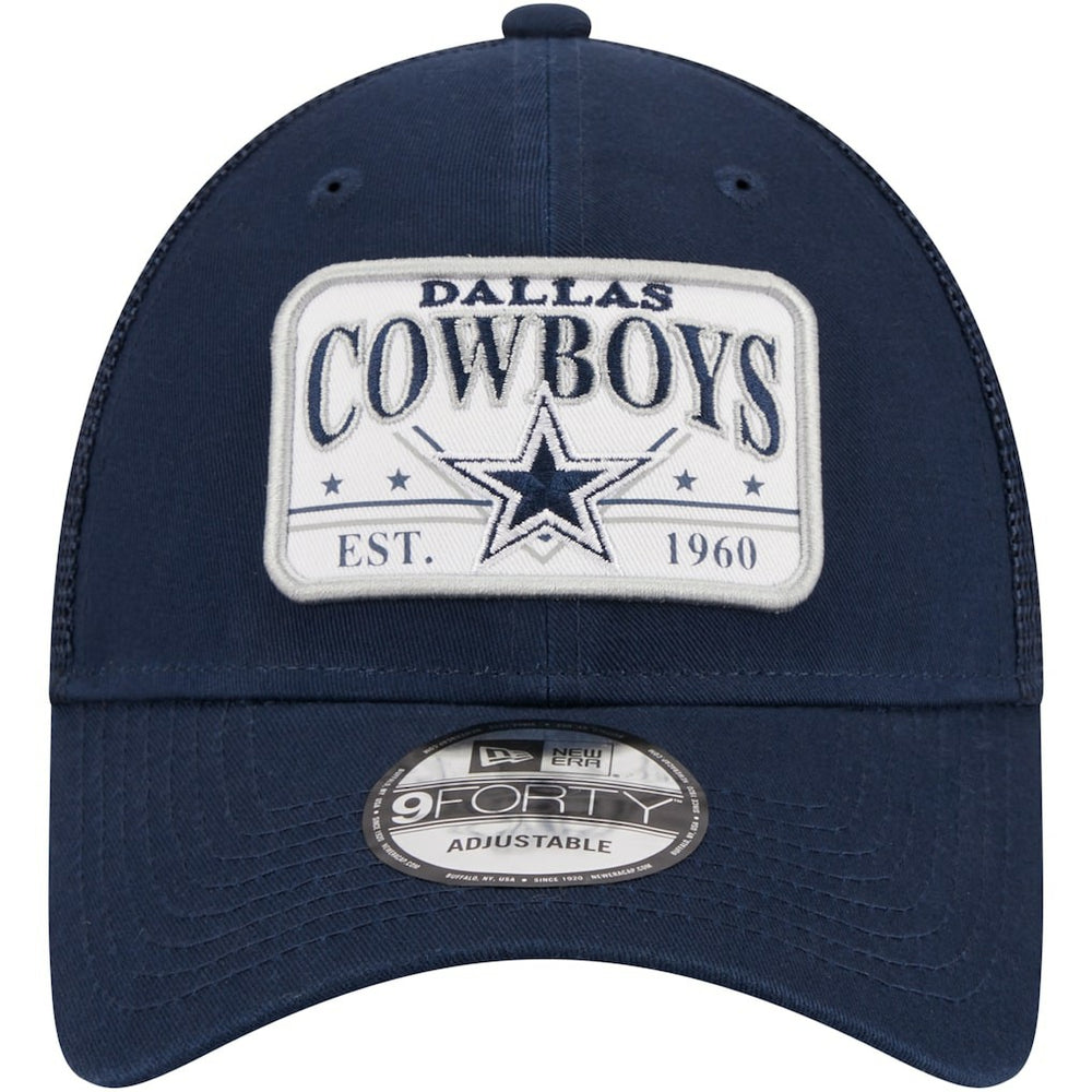 Dallas Cowboys New Era Plate 9FORTY Trucker Adjustable Hat Navy