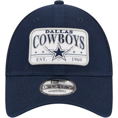 Dallas Cowboys New Era Plate 9FORTY Trucker Adjustable Hat Navy