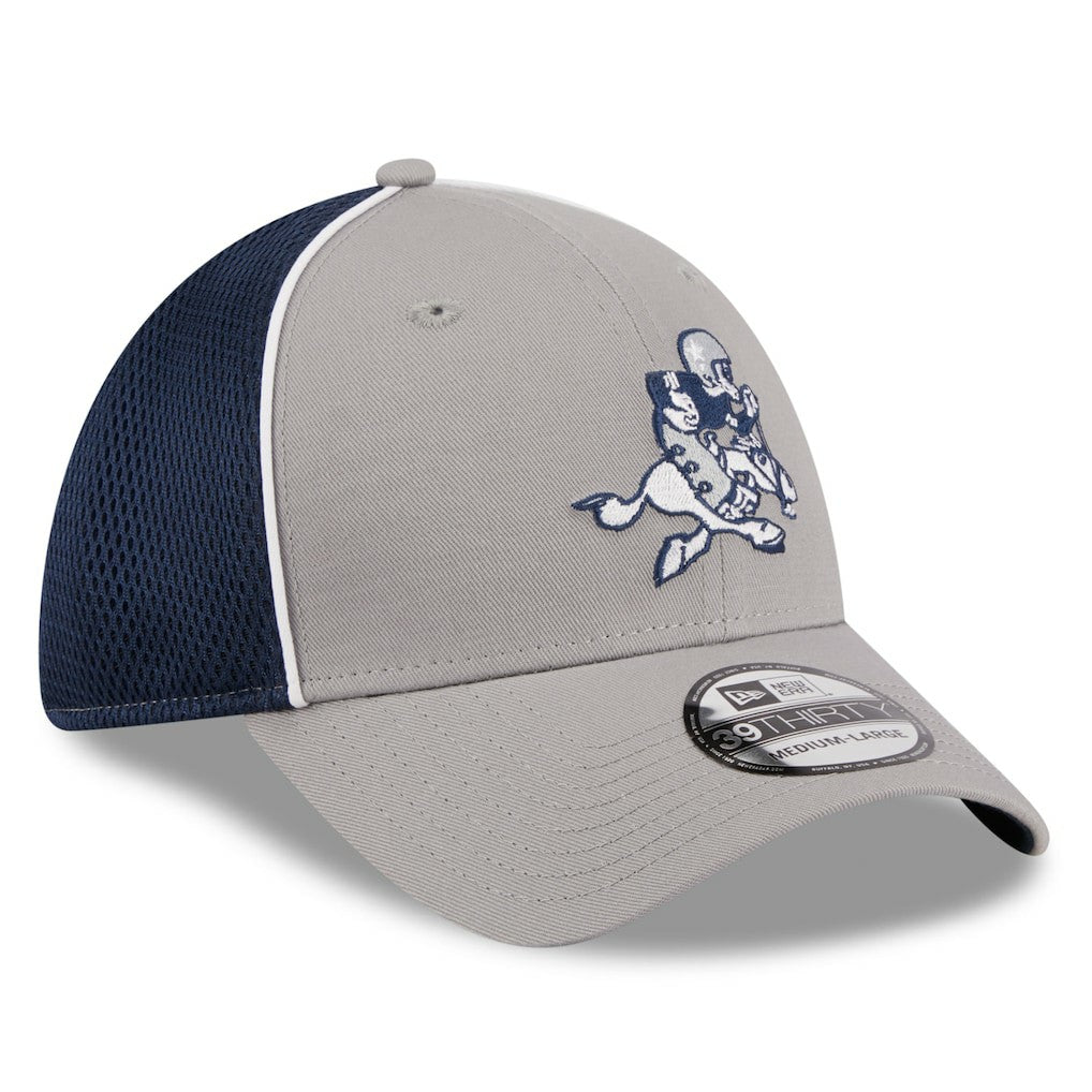 Dallas Cowboys New Era Pipe Retro Joe 39THIRTY Flex Hat Silver/Navy