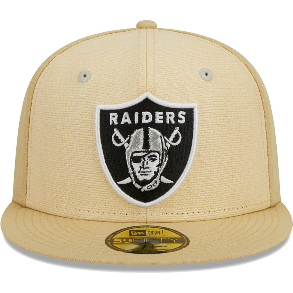 Las Vegas Raiders New Era Raffia Front 59FIFTY Fitted Hat Khaki